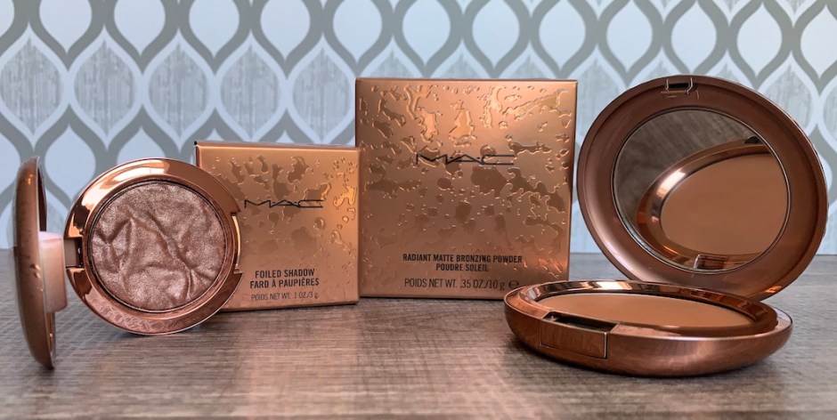 Mac Bronzer Collection Foiled Shadow in Sand Tropez and Radiant Matte Bronzing Powder in Totally Taupeless