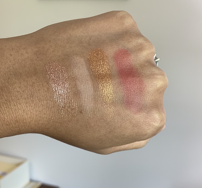 Sigma cor de rosa eyeshadow palette swatches on medium dark skin