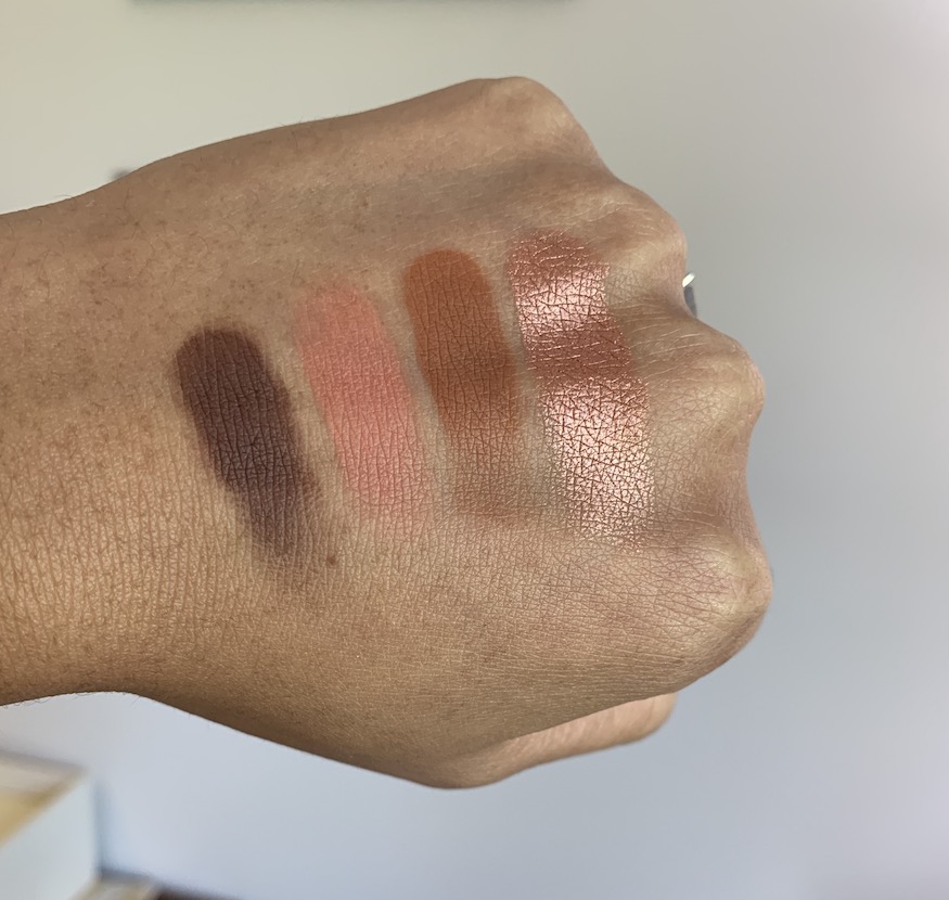 Sigma cor de rosa eyeshadow palette swatches on medium dark skin