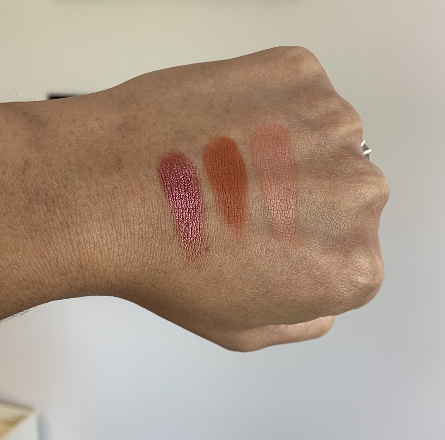 Sigma cor de rosa eyeshadow palette swatches on medium dark skin