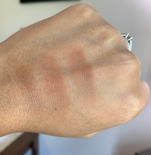 Mac Sun Soaked Strip, Mac Your Wish Is My Command, Mac Totally Taupeless Dark Skin Swatches