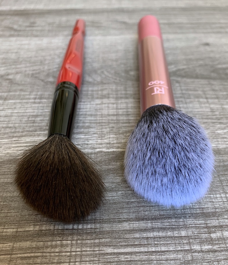 Blush brushes for light blush application: Smashbox Buildable Cheek Brush and Real Techniques Blush Brush
