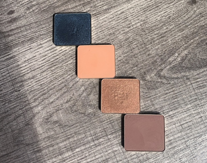 MUFE-Artist-Color-Eye-Shadows-ME224-M705-I702-M608 Swatches on medium dark skin