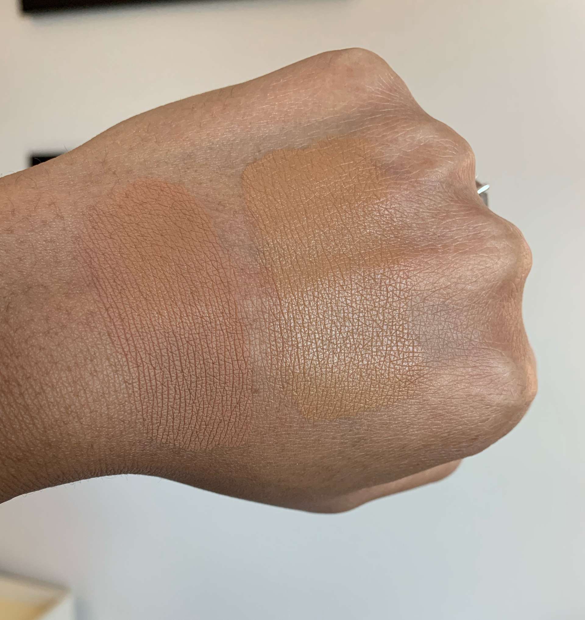Estee Lauder double wear shade 5w2 rich caramel and nars natural radiant longwear shade tahoe swatches