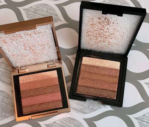 Bobbi Brown Mini Shimmer Brick Sunset Pink and Bronze swatch medium dark skin