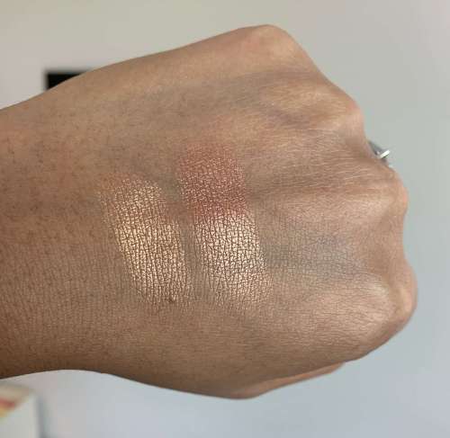 Makeup Geek Highlighters Sunlight and Firework Swatches medium dark skin