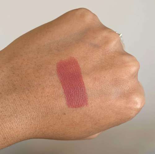 Bobbi Brown Luxe Lip Color Swatches on medium dark skin (Bahama Brown, Downtown Plum, Pink Buff)