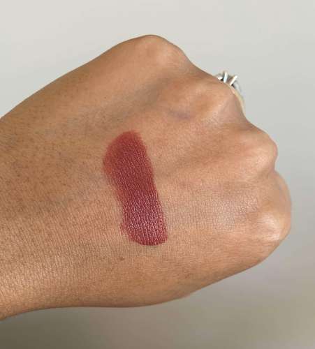 Bobbi Brown Luxe Lip Color Swatches on medium dark skin (Bahama Brown, Downtown Plum, Pink Buff)