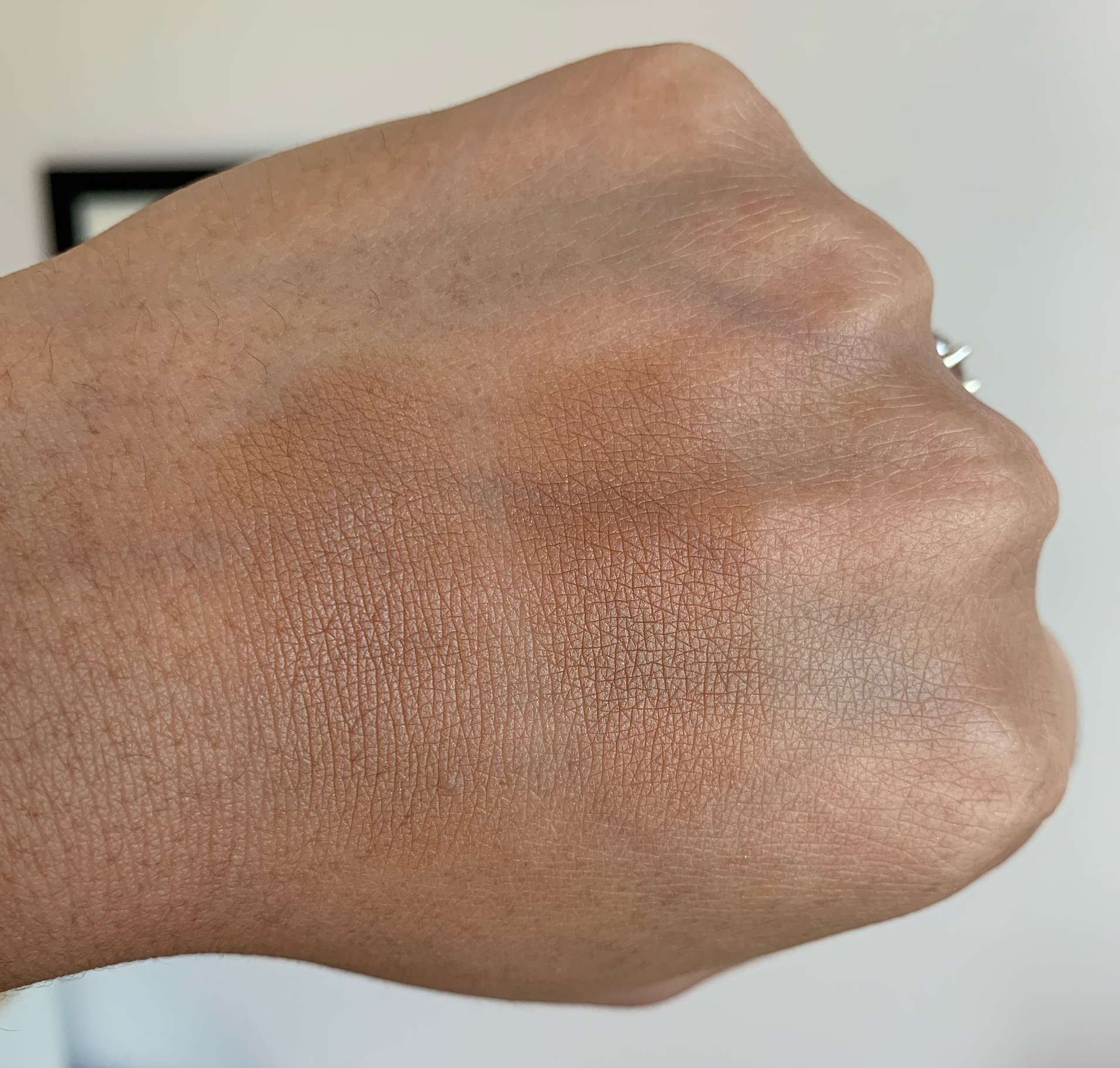 MAC Sun Soaked Strip Bronzer and Becca Ipanema Sun Bronzer Swatches on Medium Dark Skin