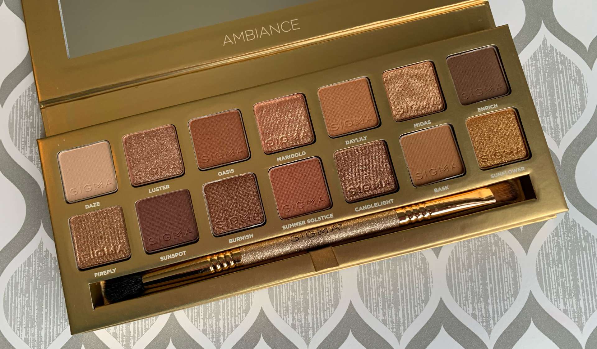Sigma Beauty Ambiance Eyeshadow Palette Swatches on Medium Dark Skin