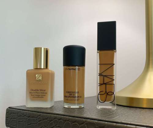 Estee Lauder Doublewear 4W4, MAC Studio Fix Fluid C8, Nars Natural Radiant Moorea