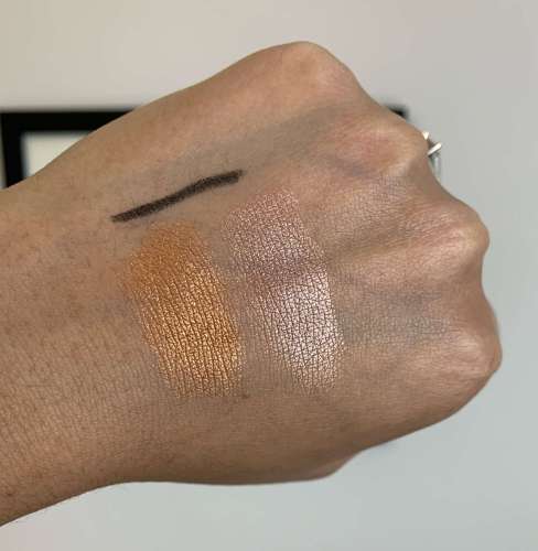 MAC Technakohl Liner in Graphblack, Extra Dimension Eye Shadows in Quick as a Flash and Fool Me Once Swatches on Medium Dark Skin