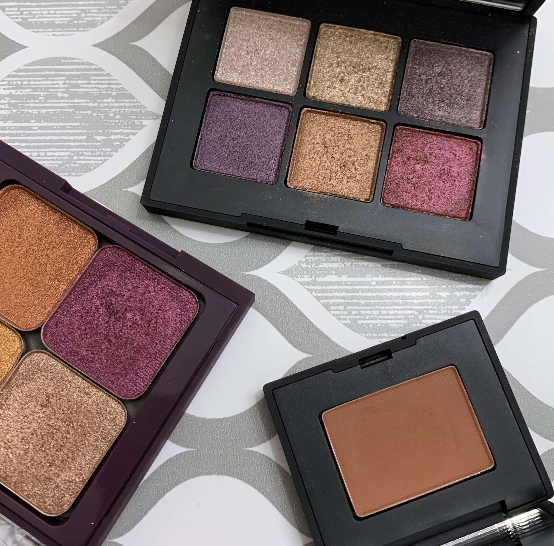 NARS Voyager Mini Quartz Palette, NARS Noumea Single Eyeshadow, Makeup Geek Foiled Eyeshadows