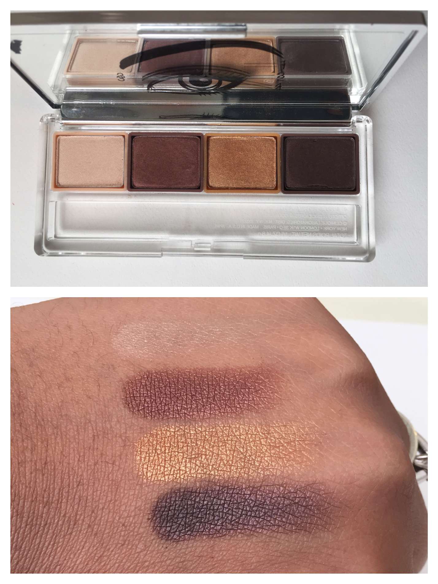 Clinique All About Shadow Quad in Morning Java Swatches on Medium Deep Skin