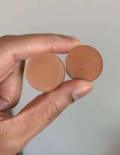 MAC What Clout! and Texture Eyeshadow Swatches on Medium Dark Skin