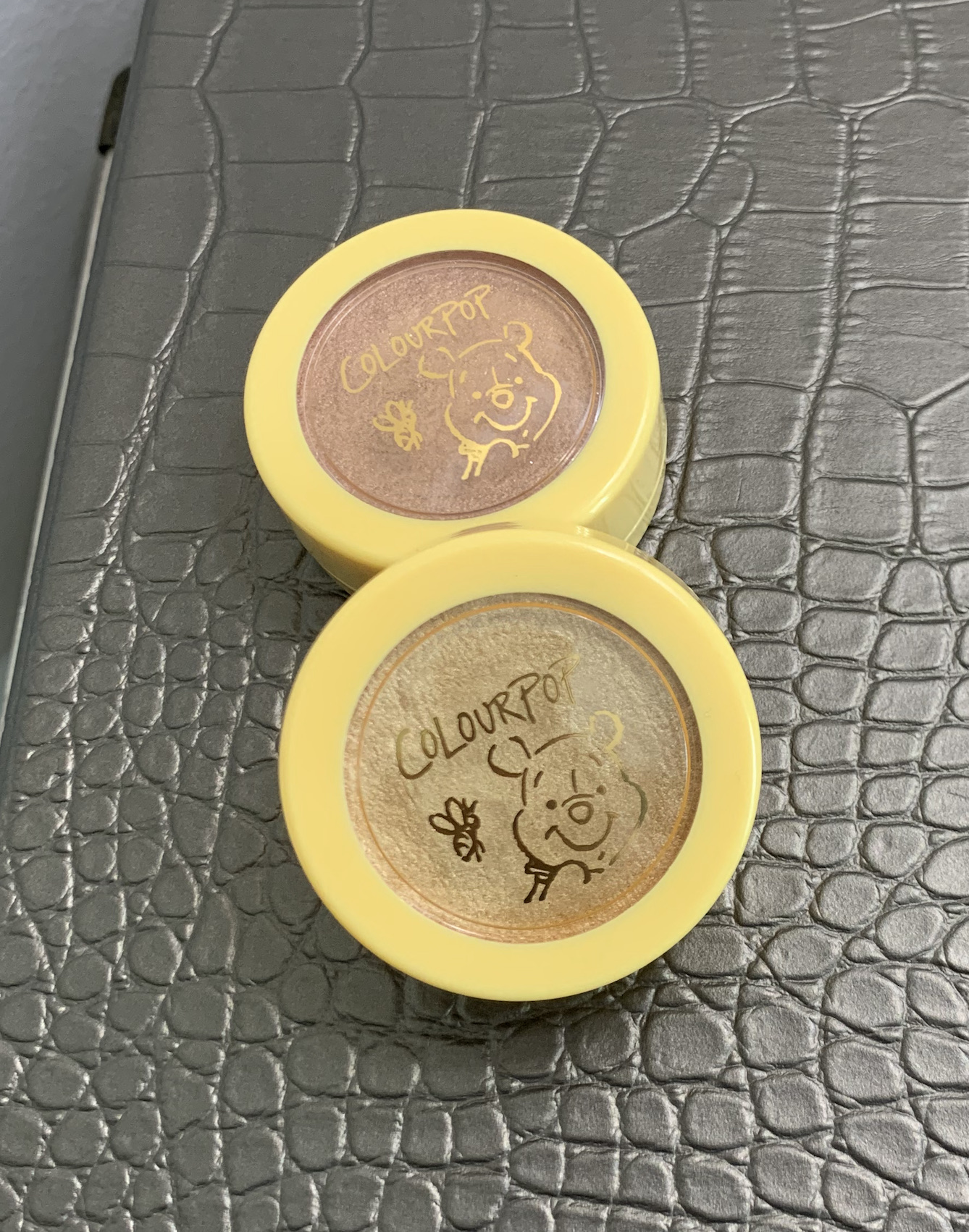 Colour Pop x Winnie the Pooh Super Shock Highlighters Mind Over Matter and 100 Aker Wood Swatches