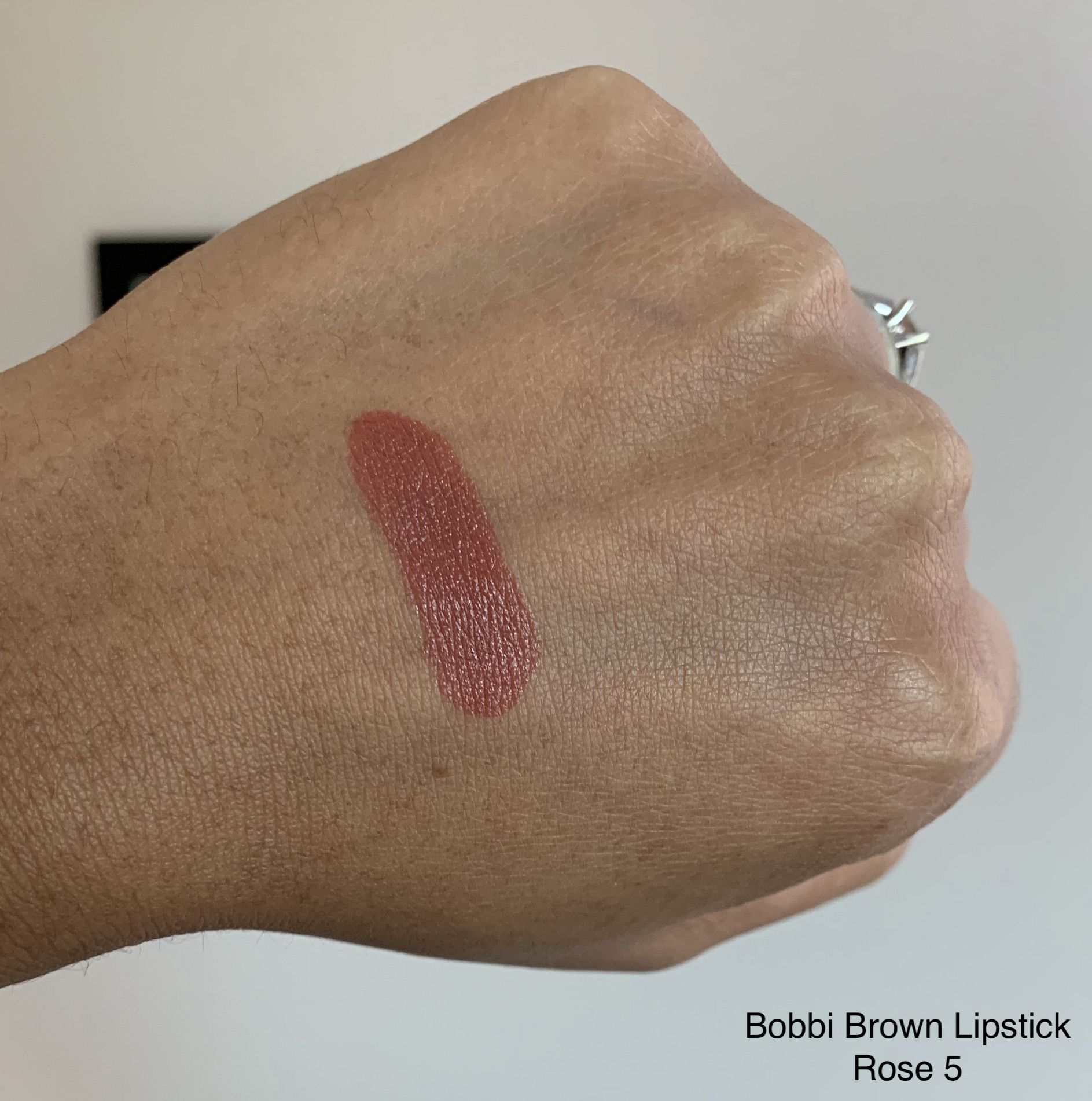 Bobbi Brown Lip Color/Lipstick Rose 5 Swatch on Medium Dark Skin