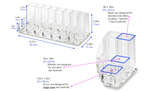 byAlegory Acrylic Lip Organizer (Lip Gloss, Lipstick, Large Based Lipsticks) 23 Spaces - Affordable Oranization - Makeup Beauty Storage/Organizer Ideas and tips (No Ikea Alex Drawers)