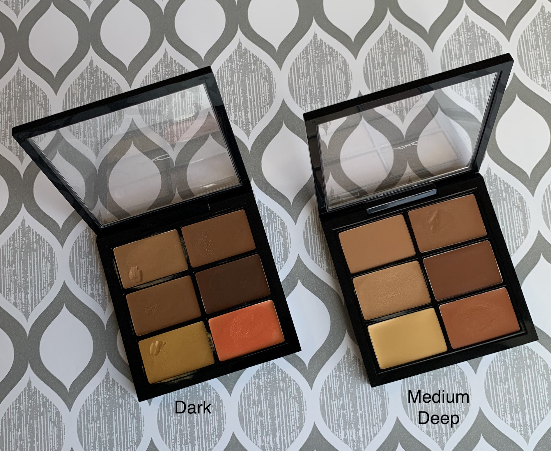 MAC Studio Fix Conceal and Correct Palettes Dark and Medium deep Swatches Medium Dark Skin
