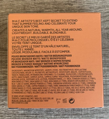 MAC Skinfinish Sunstruck Bronzer Matte Deep Rosy Ingredients