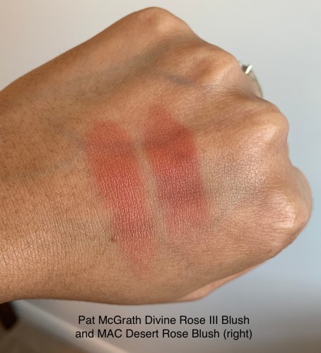 Pat McGrath Divine Rose III/3 and MAC Desert Rose Blushes Swatches Medium Dark Skin