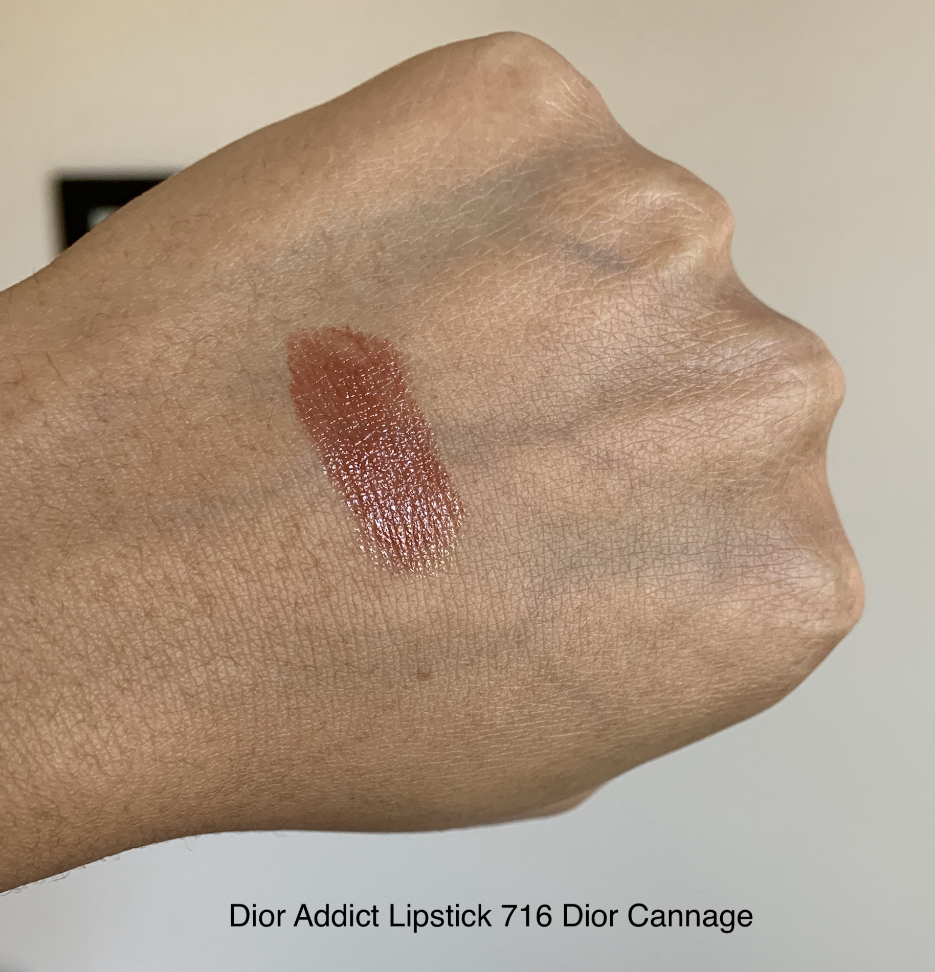 Dior Addict Lipstick 716 Dior Cannage Swatch Medium Dark Skin
