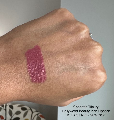Charlotte Tilbury Hollywood Beauty Icon Lipstick K.I.S.S.I.N.G 90s Pink Swatch Medium Dark Skin