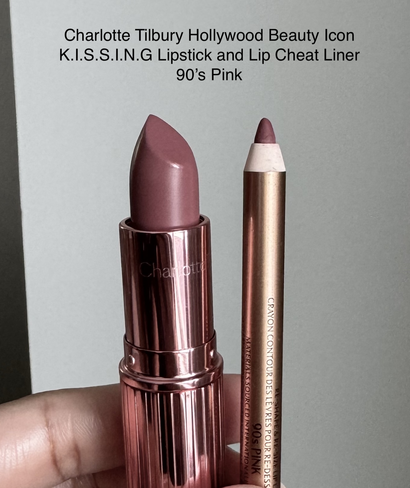 Charlotte Tilbury Hollywood Beauty Icon K.I.S.S.I.N.G Lipstick and Lip Cheat Liner 90s Pink Swatches