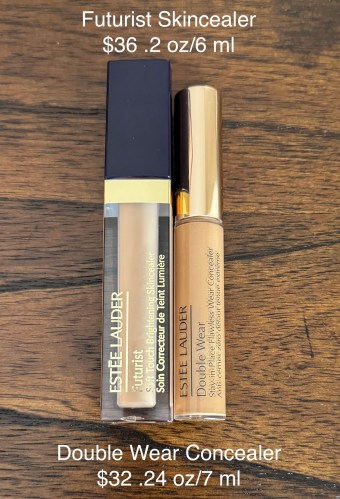 Estee lauder Double Wear Stay In Place Concealer vs Futurist Soft Touch Brightening Skincealer 4W Size Comparison