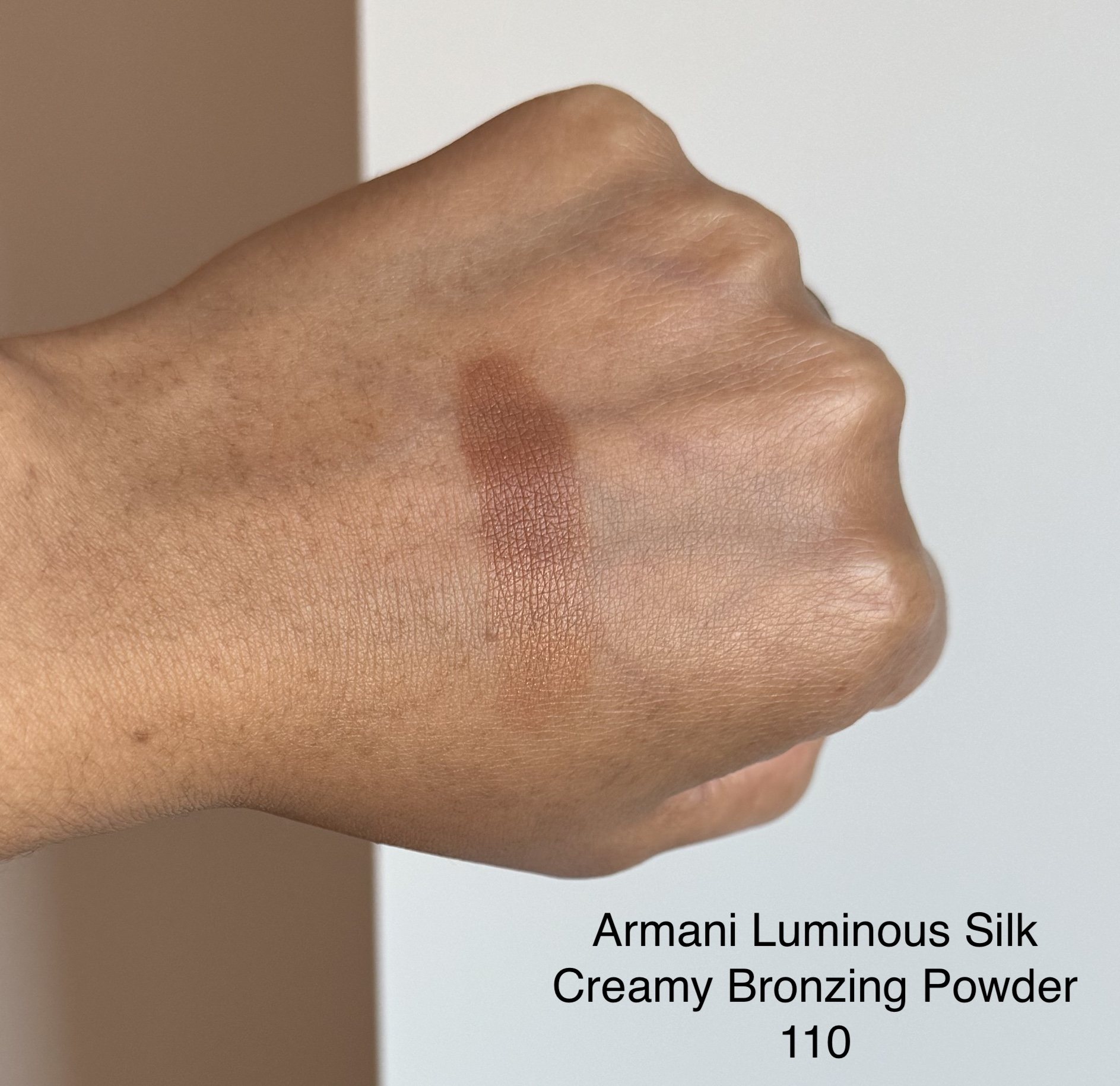 Armani Luminous Silk Creamy Bronzing Powder 110 Swatch Medium Dark Skin