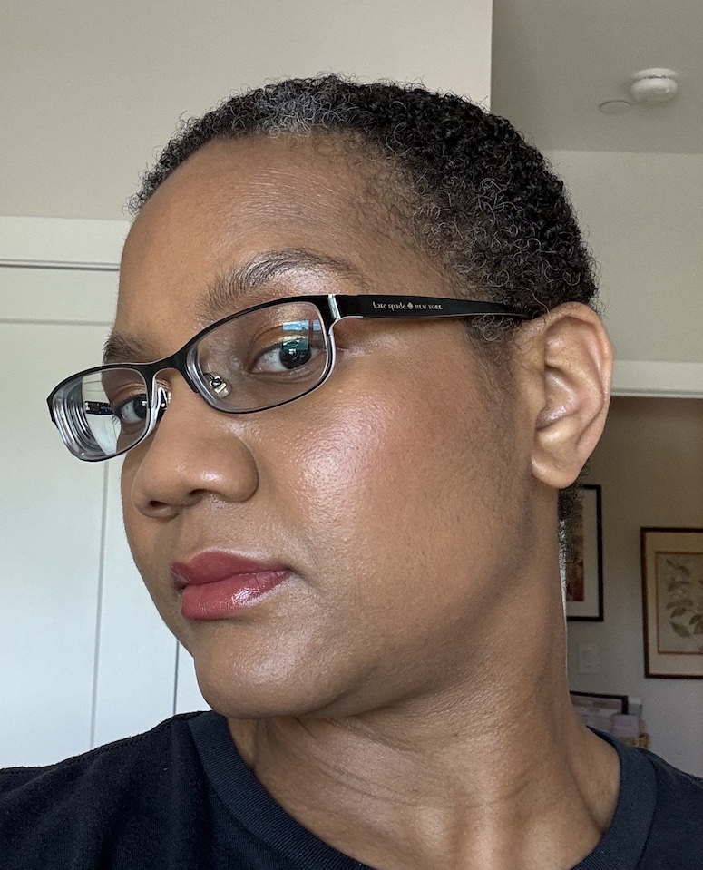 Wearing bareMinerals Mineral Veil Pressed Setting Powder in Sheer Tan Medium Dark Skin