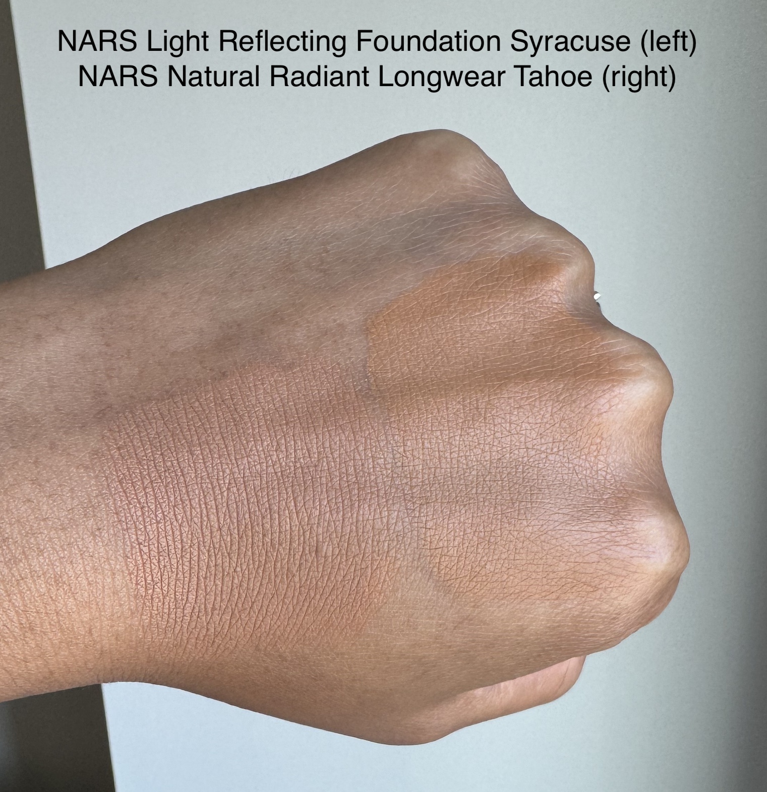 NARS Light Reflecting Advanced Skincare Foundation Syracuse vs NARS Natural Radiant Longwear Swatches