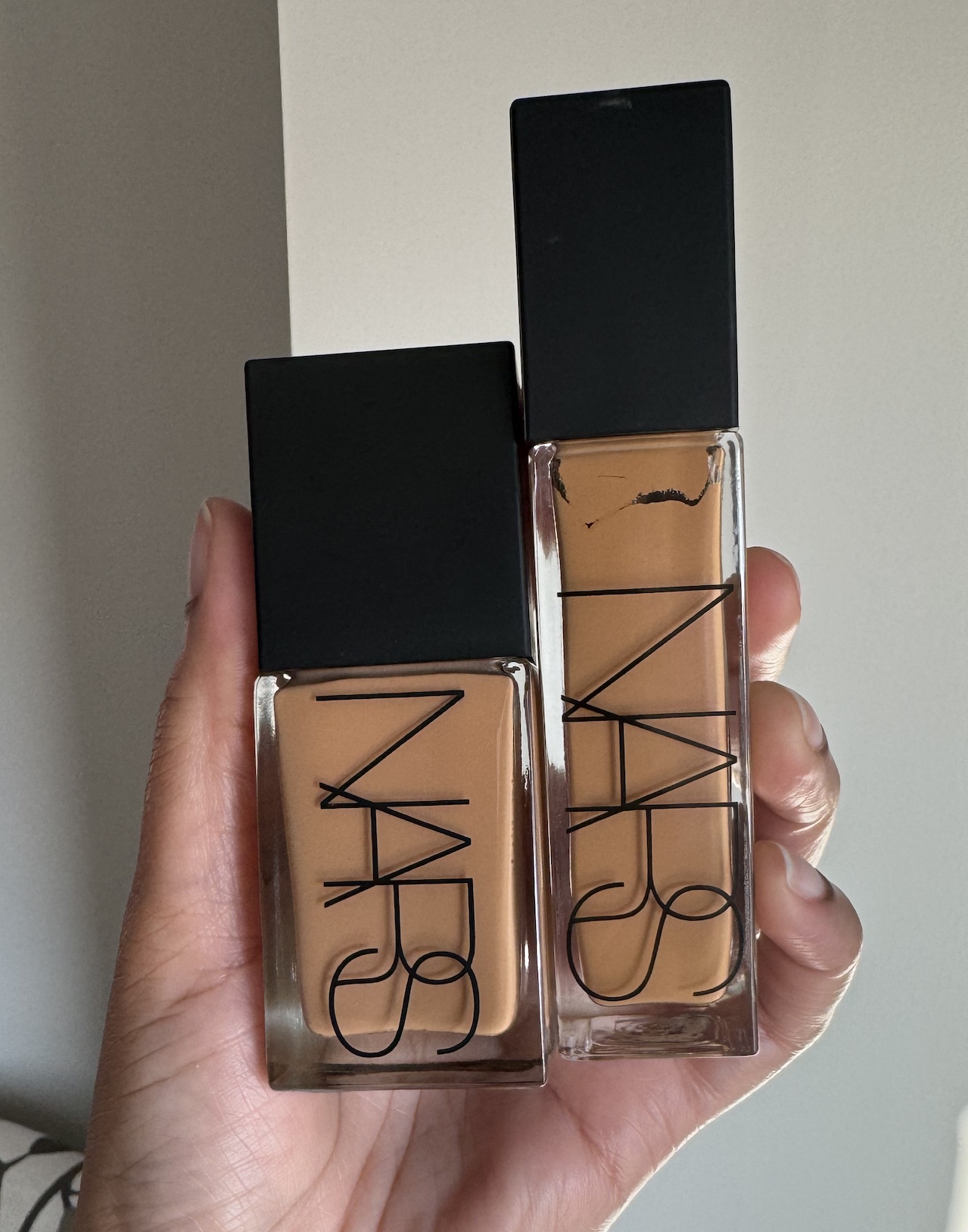 NARS Light Reflecting Advanced Skincare Foundation Syracuse vs NARS Natural Radiant Longwear Tahoe Foundation Bottles