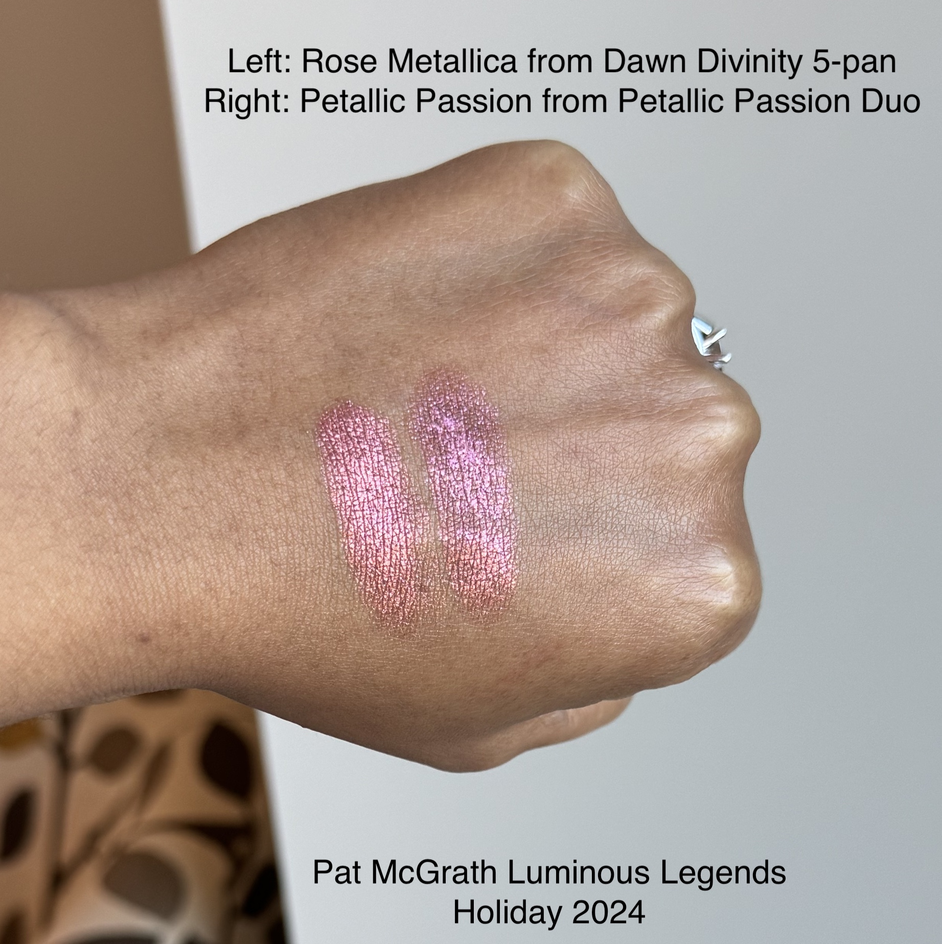Pat McGrath Rose Metallica From Dawn Divinity Palette vs Petallic Passion Duo Eye Shadow Swatches