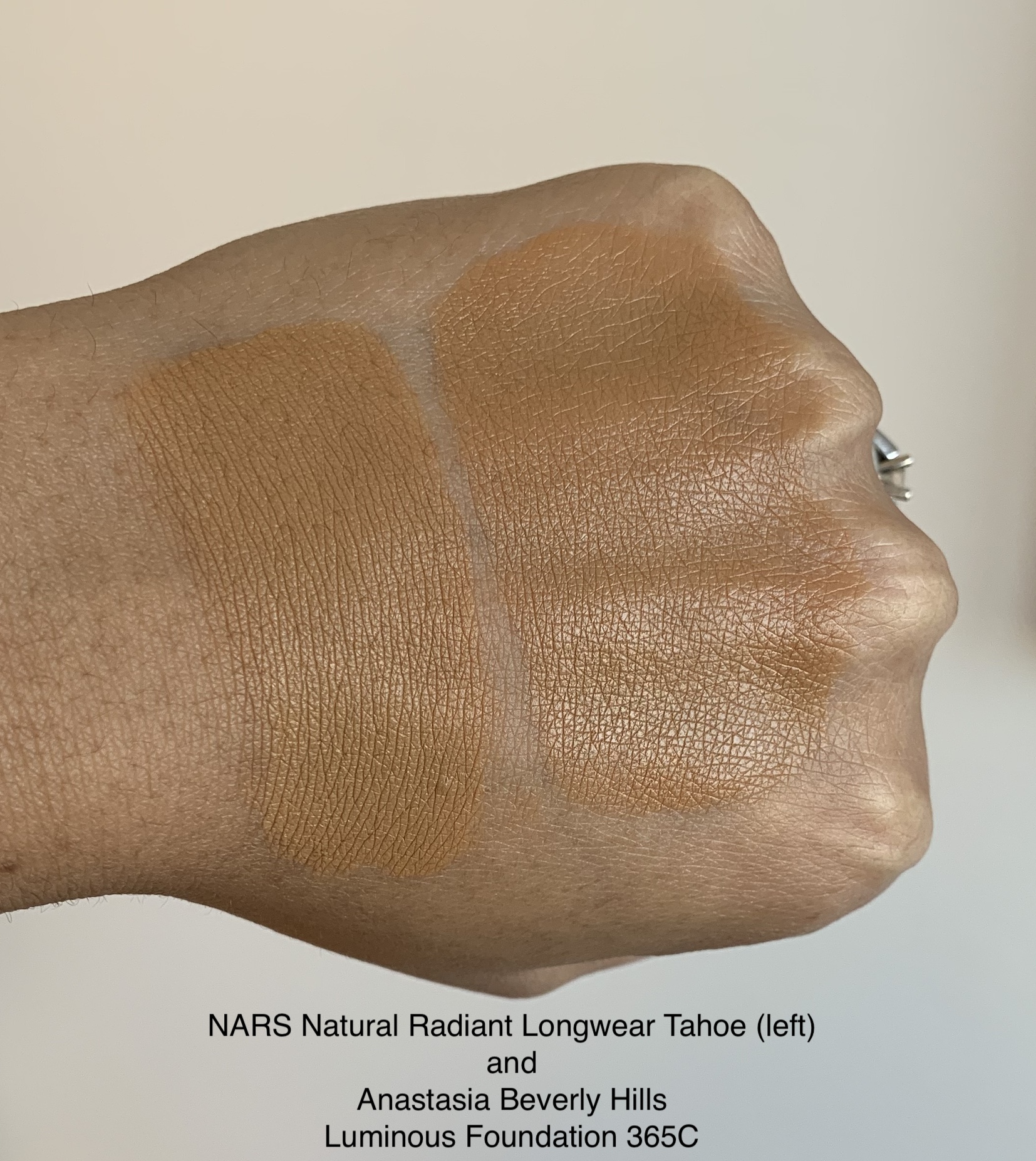 NARS Natural Radiant Longwear Tahoe Anastasia Beverly Hills Luminous Foundation 365C Swatches Medium Dark Skin