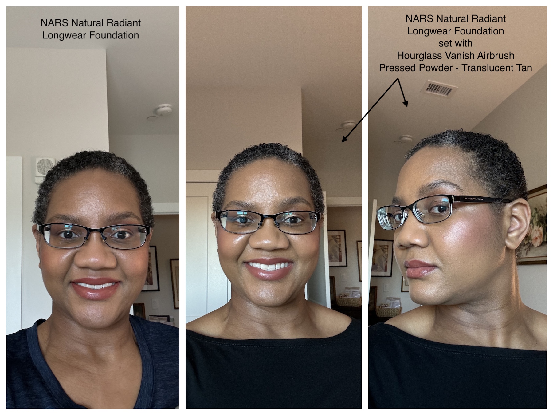 Hourglass Vanish Airbrush Pressed Powder Translucent Tan Swatch Review Medium Dark Skin NARS Tahoe
