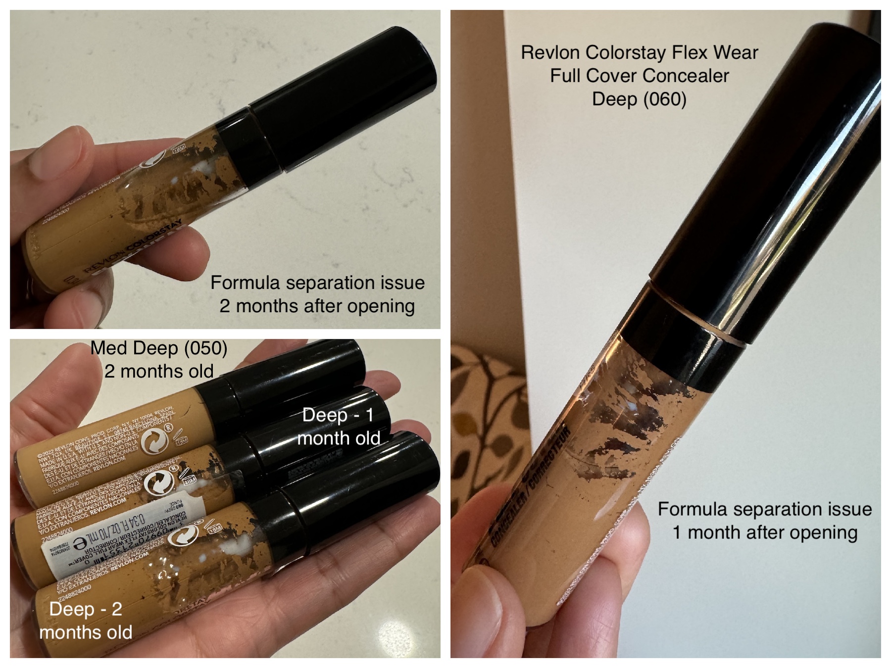 Revlon Colorstay Flex Wear Full Cover Concealer Texture Separation Shade Deep (060)