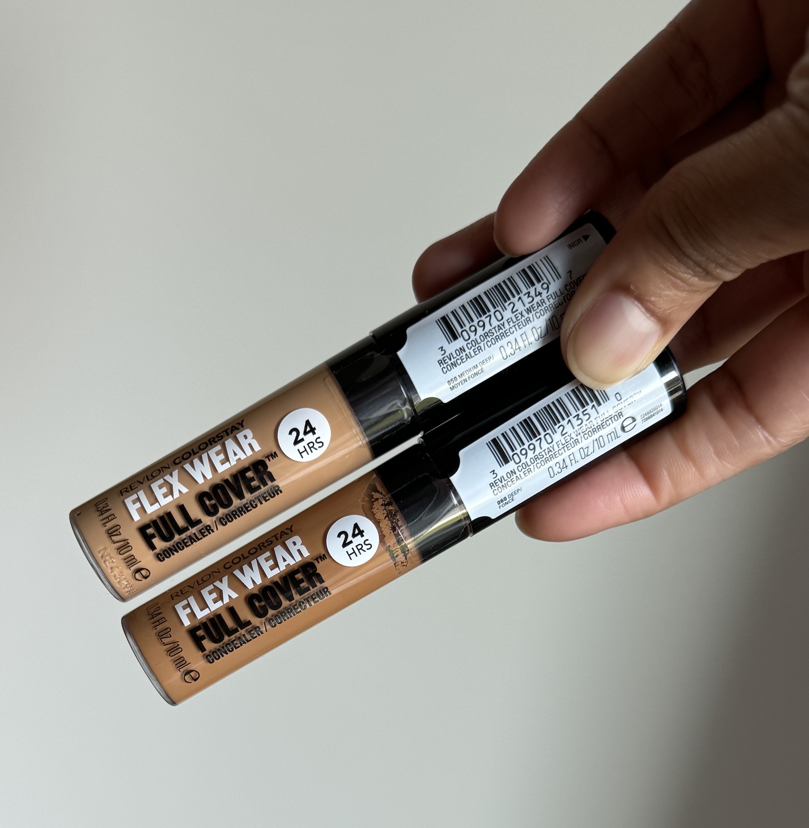Revlon Flex Wear Full Cover Concealer Medium Deep (050) and Deep (060) Swatches