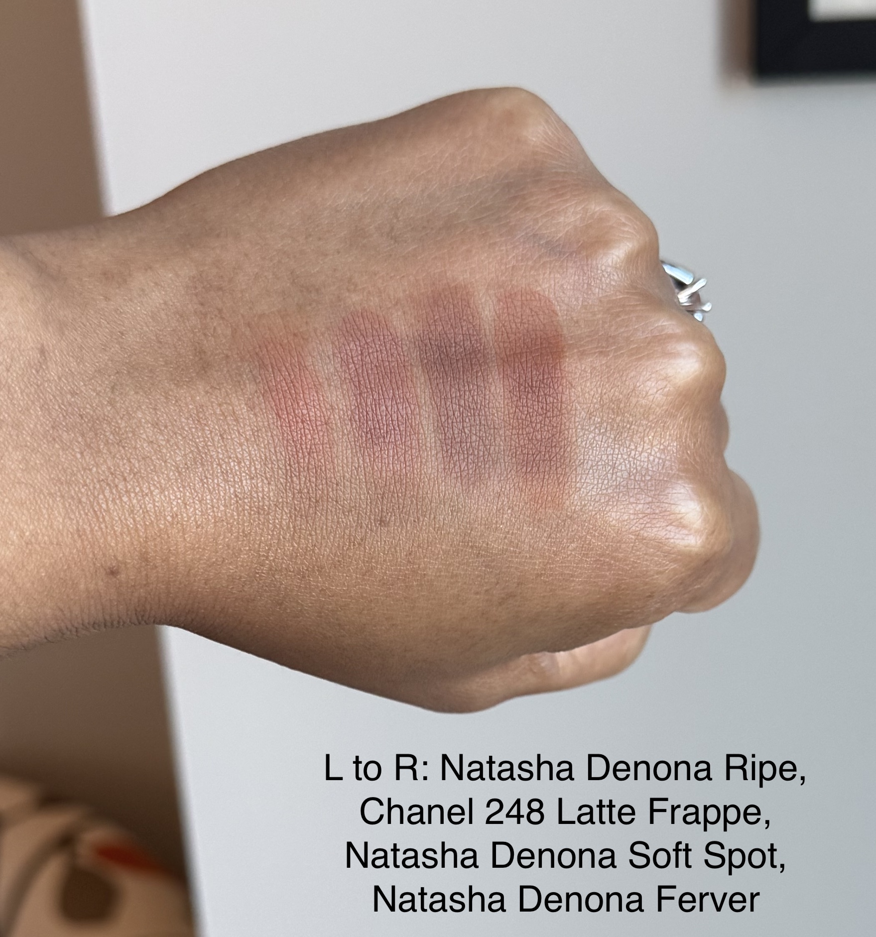 Chanel 248 Latte Frappe and Natasha Denona I Need A Warm Swatches Medium Dark Skin