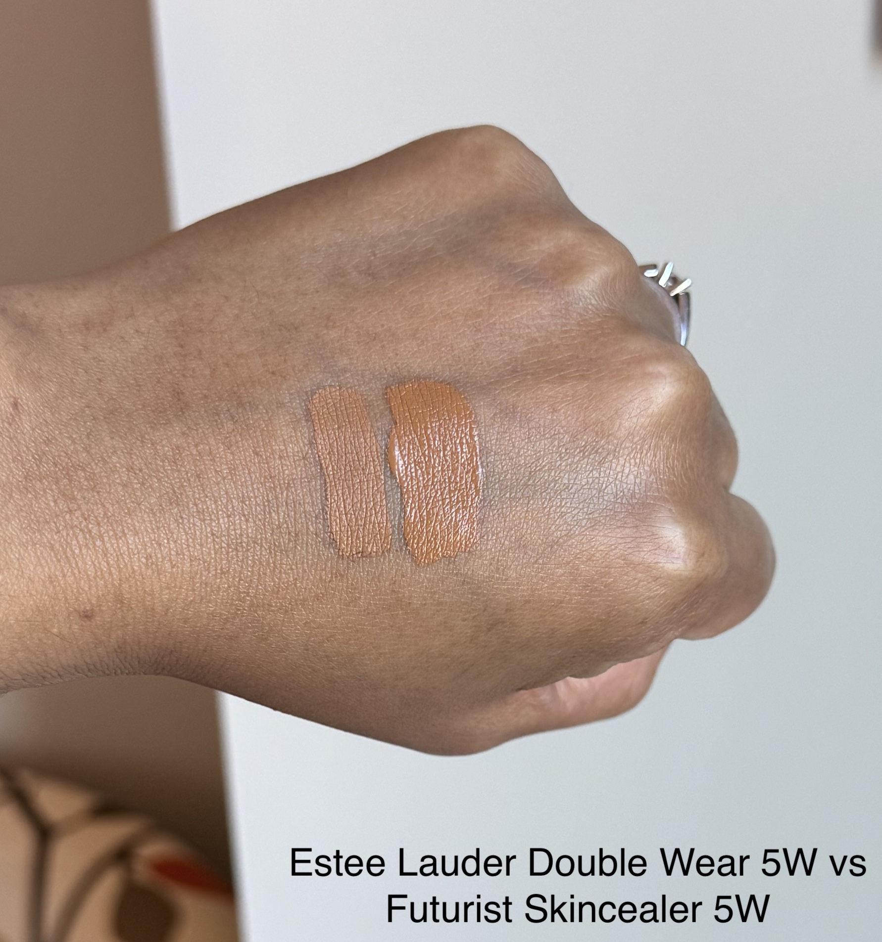 Estee Lauder Double Wear Concealer vs Futurist Skincealer 5W Swatches Medium Dark Skin