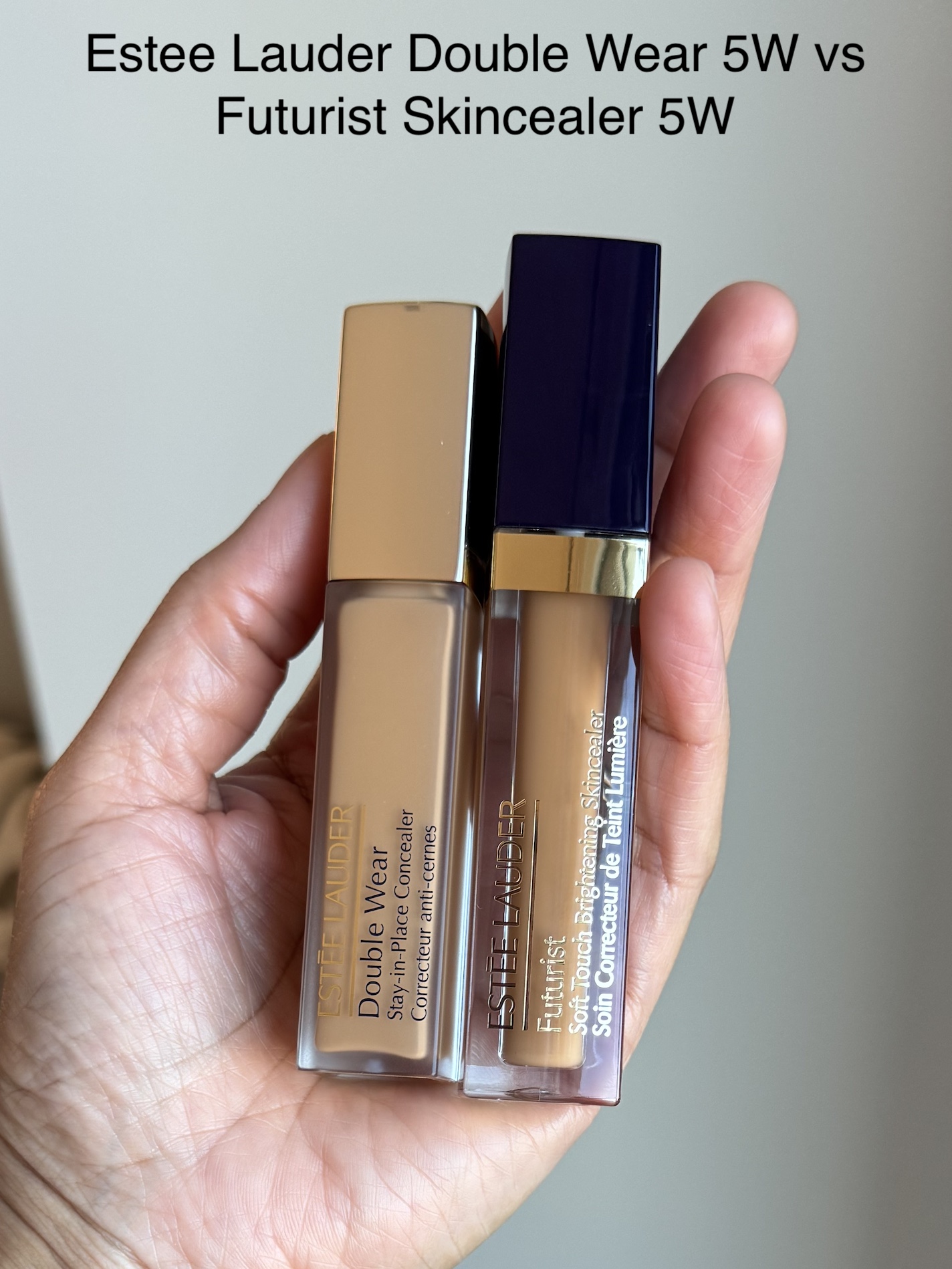 Estee Lauder Double Wear Concealer vs Futurist Skincealer 5W Swatches