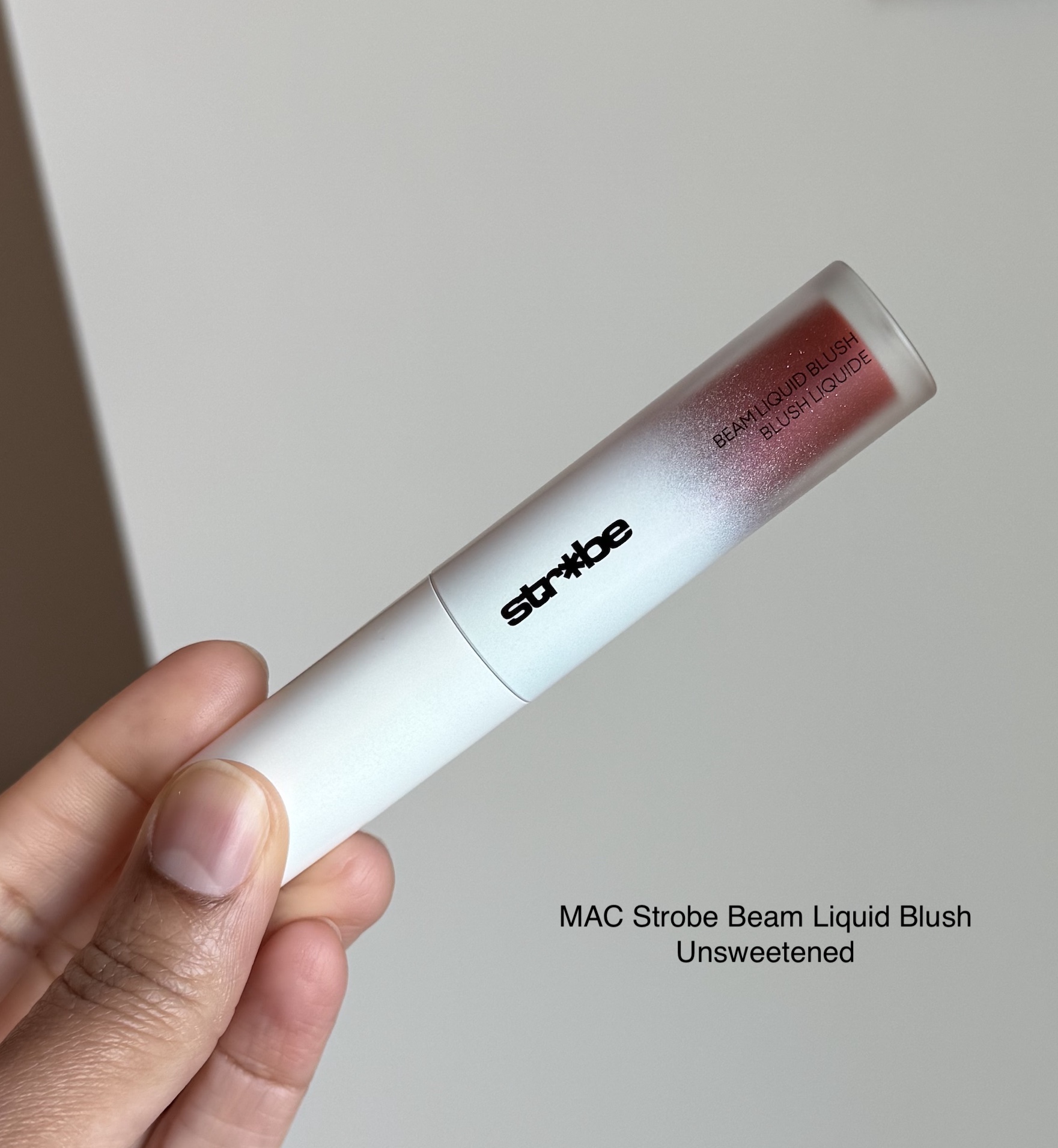 MAC Strobe Beam Liquid Blush Unsweetened Swatch Medium Dark Skin