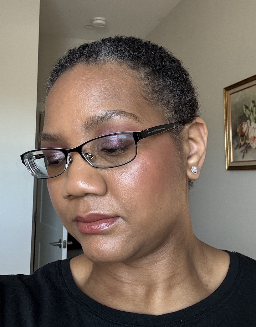 Wearing MAC Strobe Beam Liquid Blush Unsweetened