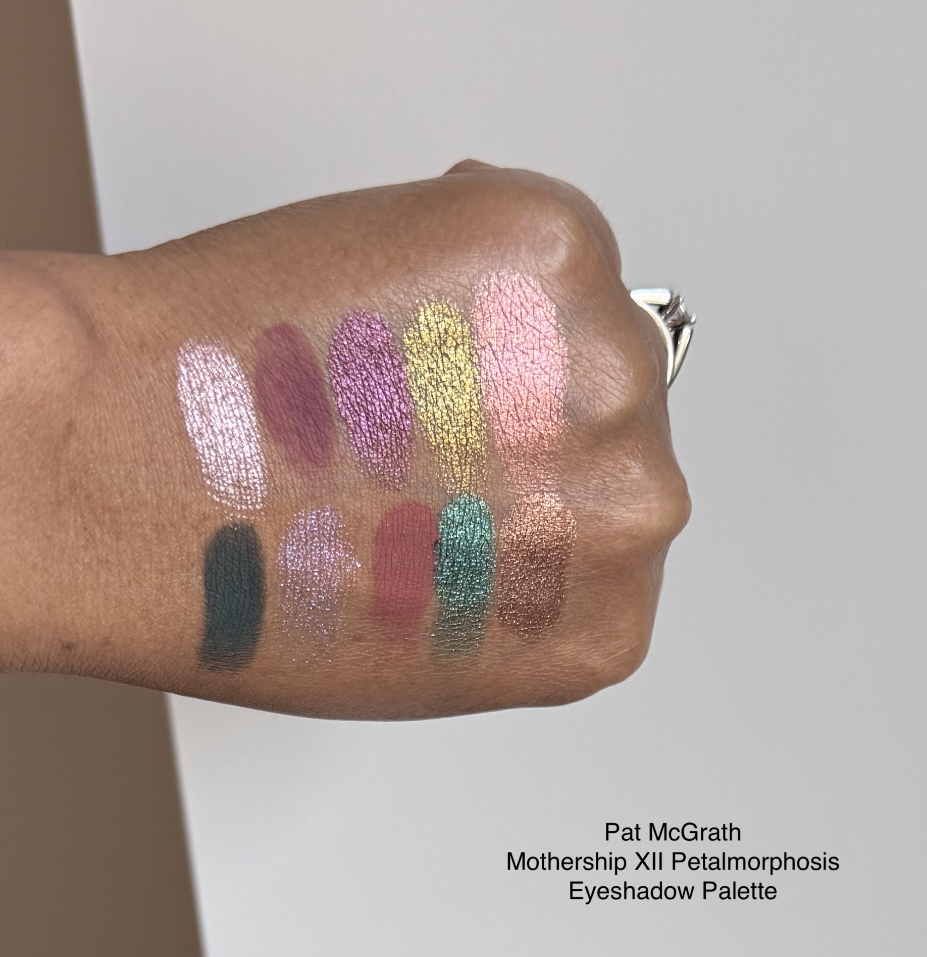 Pat McGrath Mothership XII Petalmorphosis Eyeshadow Palette Swatches Medium Dark Skin