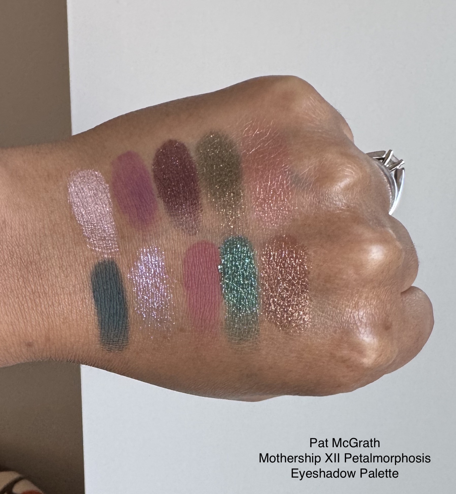 Pat McGrath Mothership XII Petalmorphosis Eyeshadow Palette Swatches Medium Dark Skin