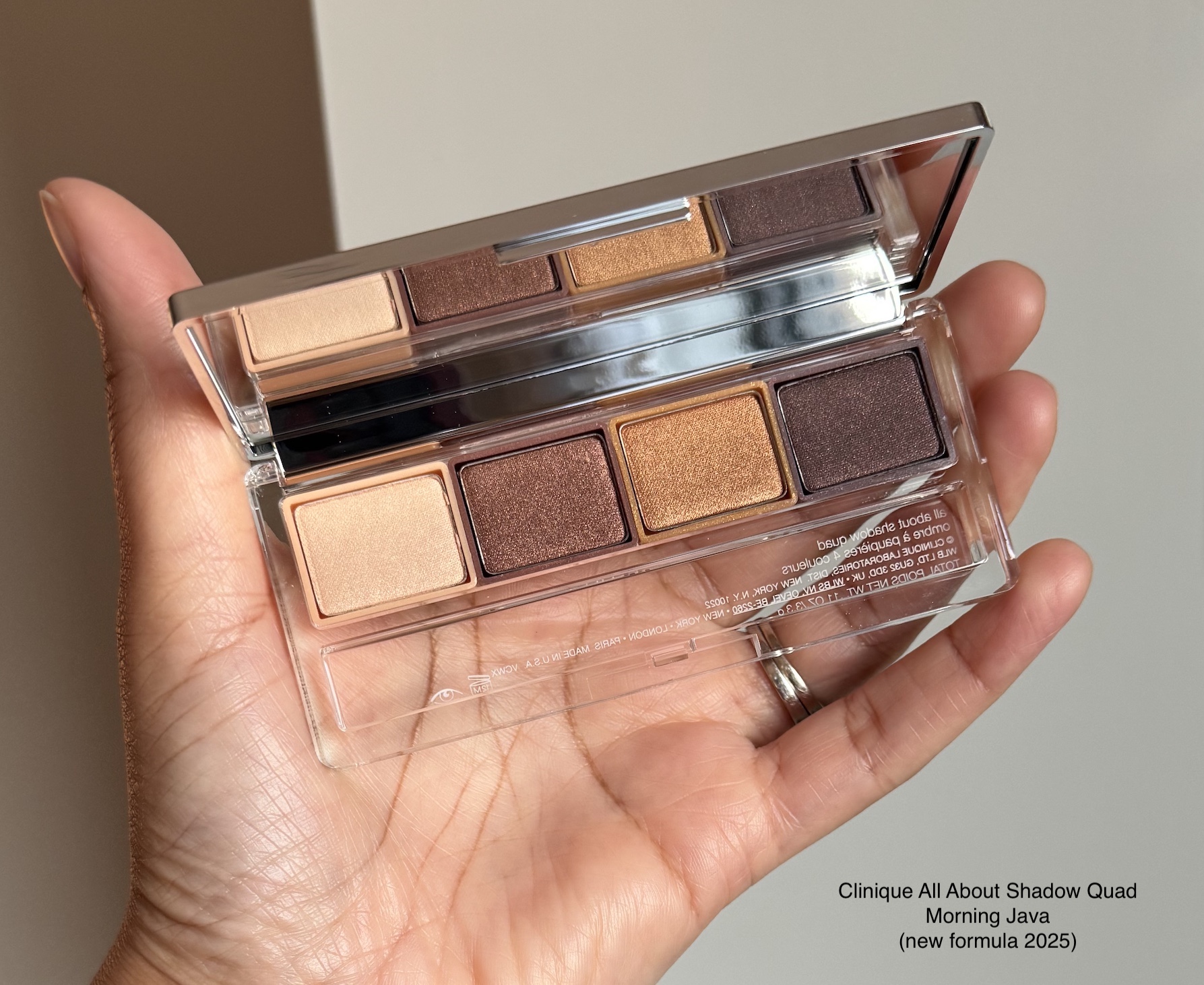 Clinique All About Shadow Morning Java Quad 2025 Formula Eyeshadow Swatches Medium Dark Skin