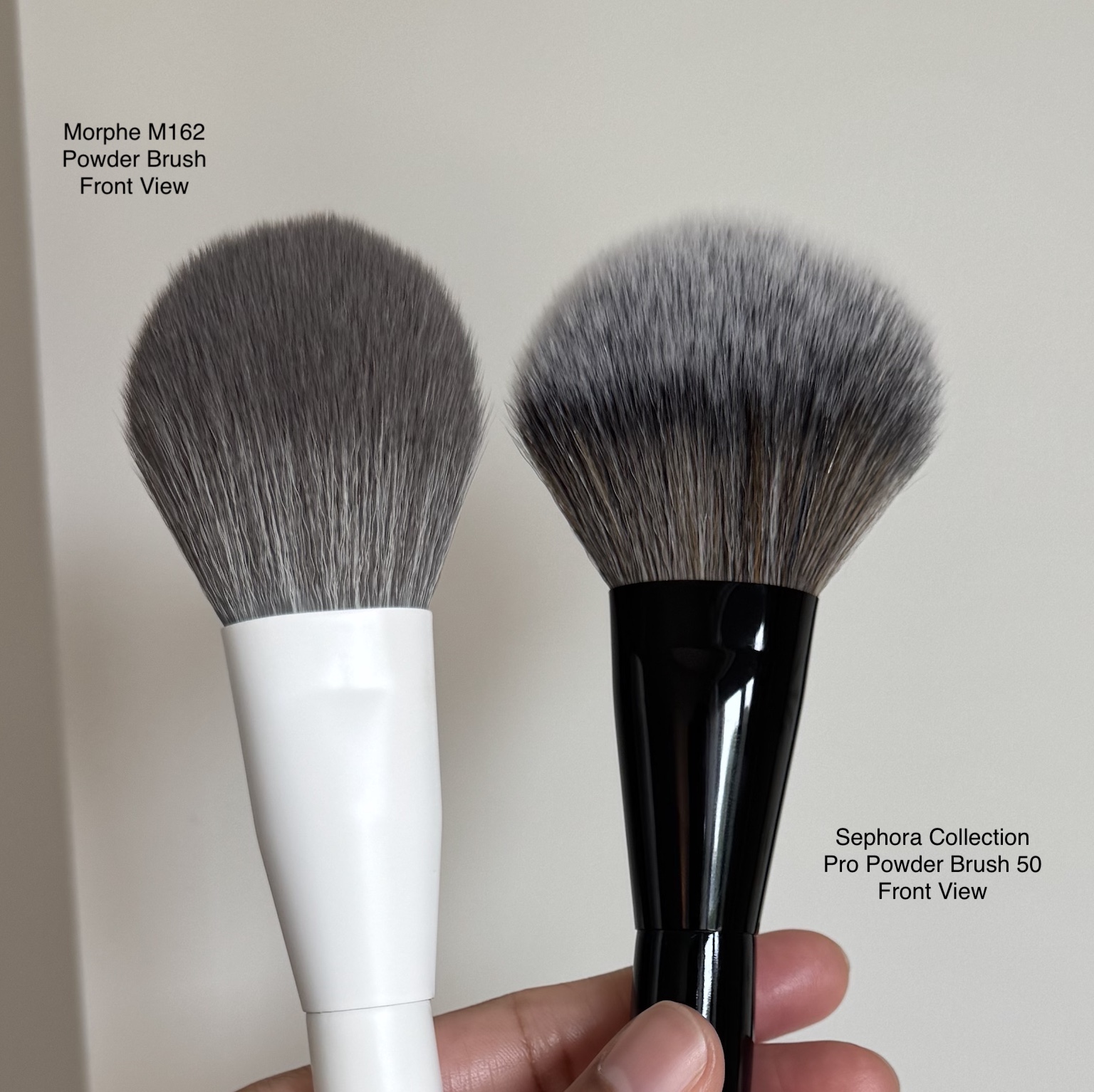 Morphe M162 Tapered Powder Brush Review and Comparison to Sephora Pro Powder 50 Brush Front View