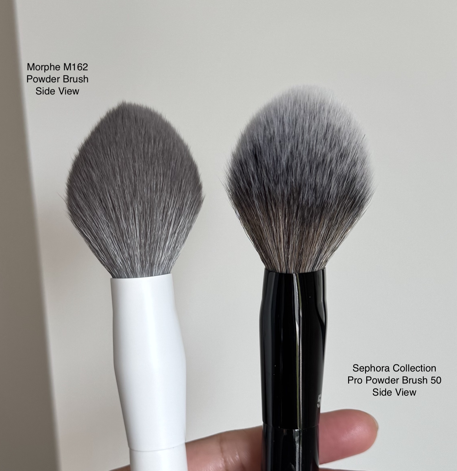 Morphe M162 Tapered Powder Brush Review and Comparison to Sephora Pro Powder 50 Brush Side View