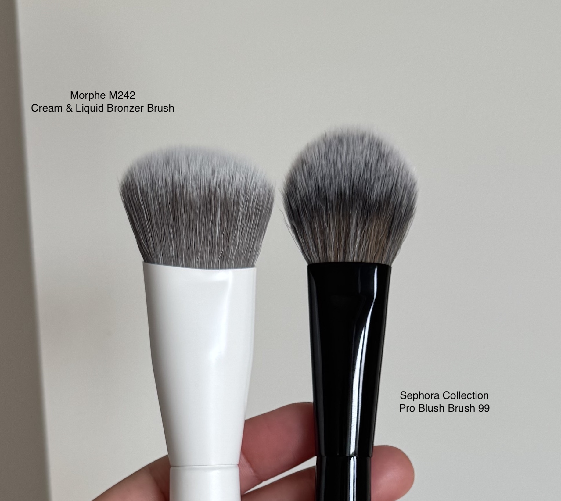 Morphe M242 Slanted Cream Liquid Bronzer Brush Review and Comparison to Sephora Pro Blush 99 Brush