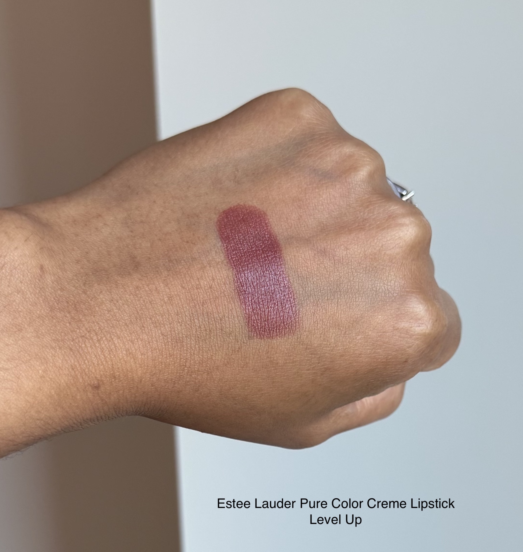 Estee Lauder Pure Color Creme Lipstick Level Up Swatch Medium Dark Skin